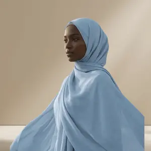 Luxe Elegance Satin Crinkle Hijab -Dusty Blue