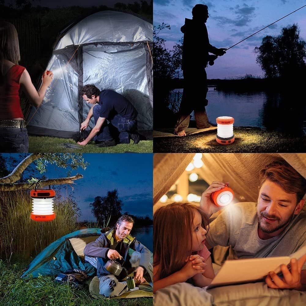 THORFIRE Collapsible Camping Lantern Rechargeable, Hand Crank Lantern Flashlight with 4 Light Modes, Portable LED Camping Lanterns for Power Outage, Hiking, Emergency, Fishing, Tent Light (2/4 Pack)