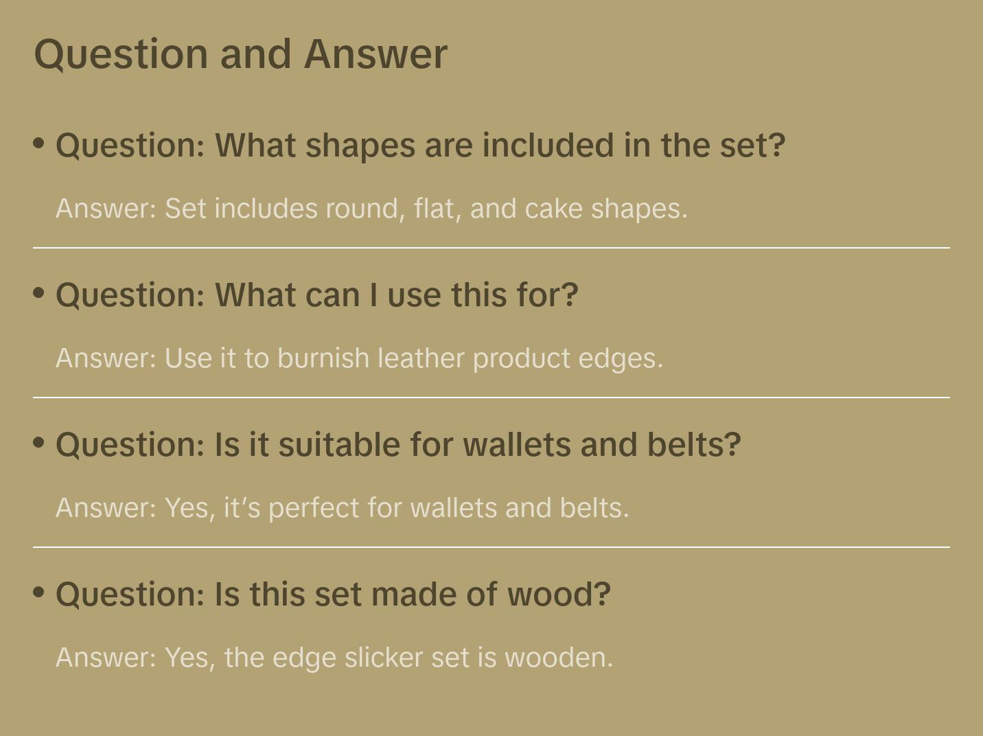 3 Piece Leather Craft Edge Slicker - Wooden Edge Burnisher Set - Round, Flat, Cake Shape