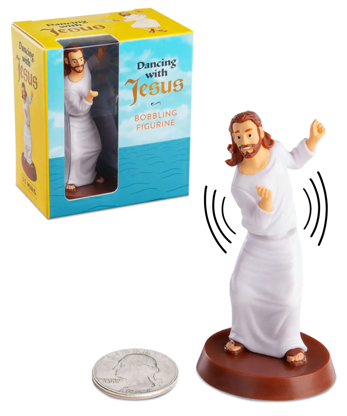 Dancing With Jesus Bobbling Figurine, Home Decor Statue for Living Room Display