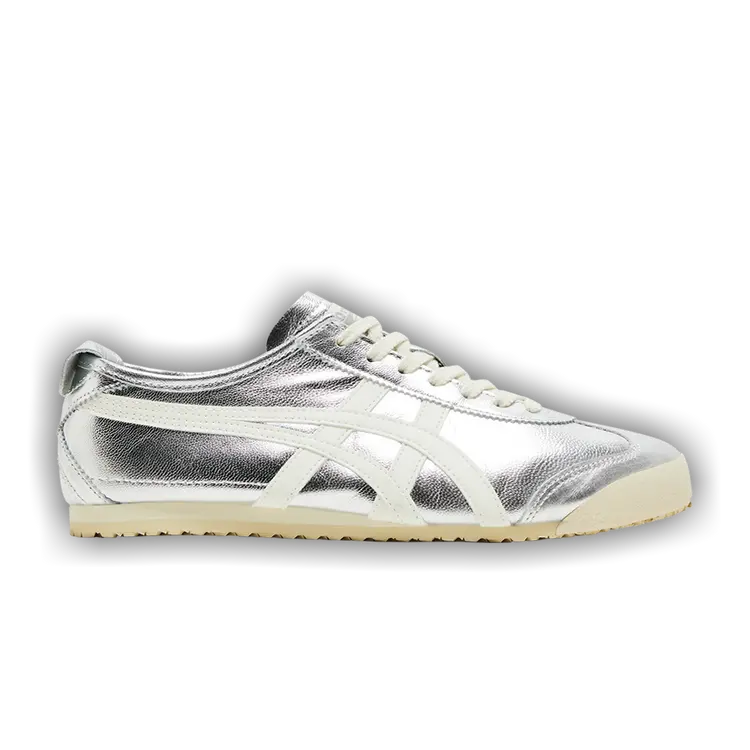 Onitsuka Tiger Mexico 66 'Chrome Silver' Men's Fashion Casual Trainers, Lace-Up Trainer Footwear with Round Toe, All Seasons, Casual Trainer Shoes, 1183B566-021