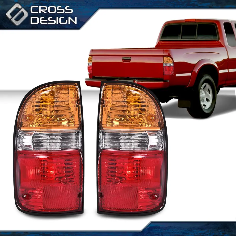 CROSSDESIGN Rear Taillights Brake Lamp Assembly - Direct Bolt-On, Vehicle-Specific Fit Rear Lamps for 01-04 Model Toyota Tacoma Pickup Truck (Left & Right) - Car Exterior Upgrade Accessory