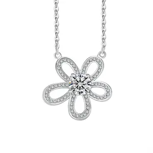 #42 (Flower Necklace）925 Sterling Silver Synthetic Moissanite Necklace