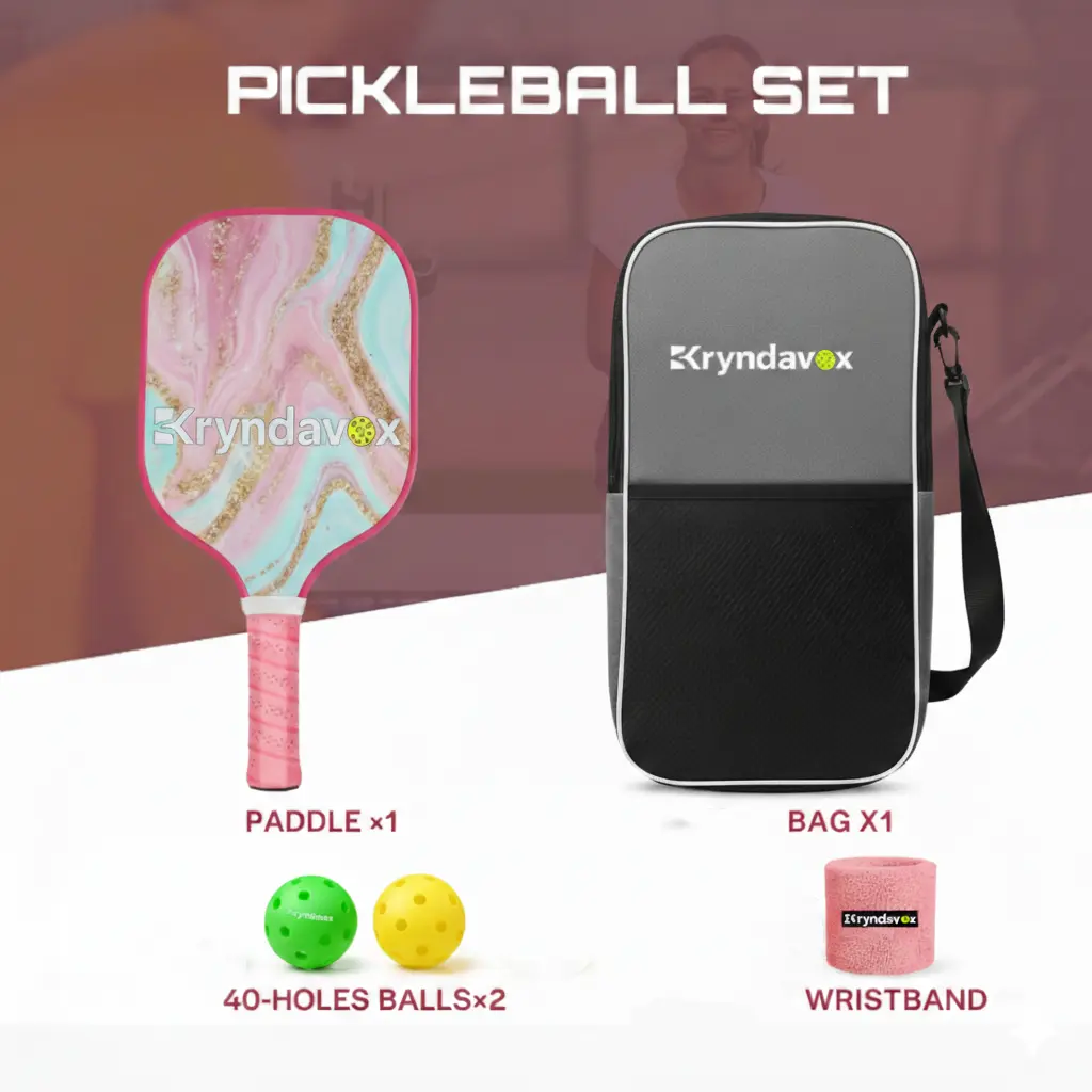 Kryndavox Pickleball Paddle Set of 1，USAPA Approved Fiberglass Pickleball Racket, 1Rackets, 2 Balls,1Wristband and 1 Portable Carry Bag, Blue Pickle Ball Paddle for Men and Women