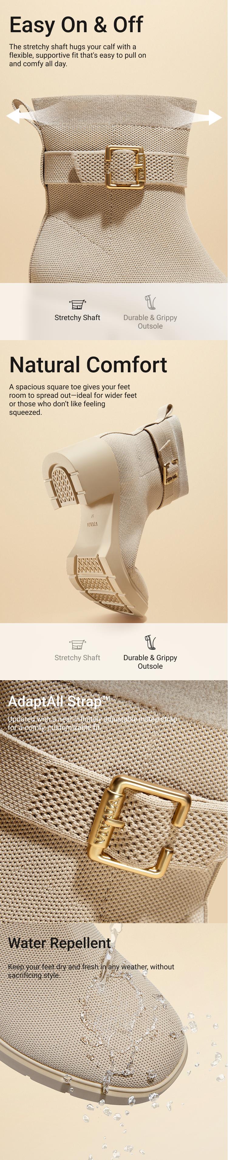 VIVAIA Women Square-Toe Water-Repellent Heeled Boots, Fashionable Bootie, Chunky Heel Ankle Boot versatile comfortable woman boots (Gisella)