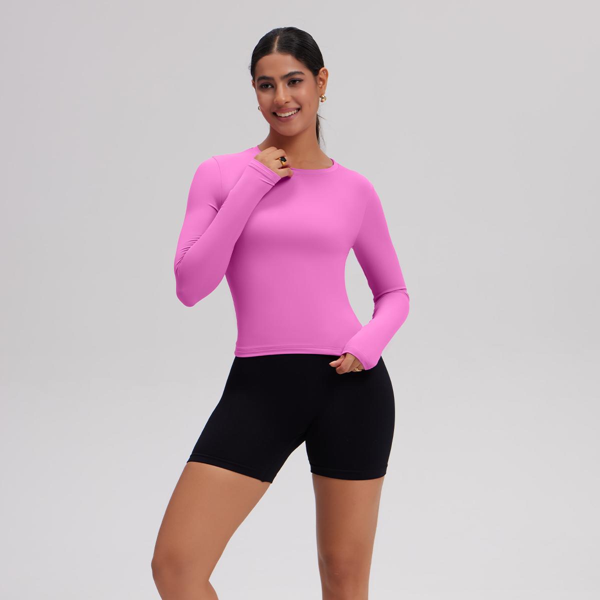 OQQ Women's 2 Piece Long Sleeve Crew Neck Tops Basic Minimalist Shirts Soft Stretchy Going Out Workout Fall Fashion 2025 Blouse SpringStatements