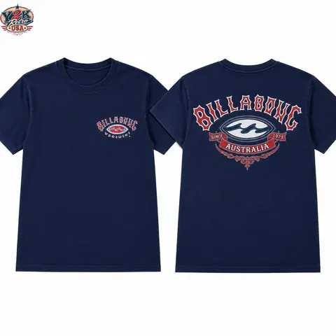 (2 side) Vintage 90’s Navy Billabong Australia Tee for Men Women, Retro Surf T-shirt by Y2K Retro USA, Soft Daily Casual Wear, USA-Made & Printed Apparel