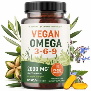 MAV Nutrition Vegan Omega 3 6 9 Supplements 2000MG Plant-Based Triple Omega Blend for Heart Brain Skin Eye Health Non-GMO 60 Ct MAV Nutrition Vegan Omega 3 6 9 Supplements 2000MG Plant-Based Triple Omega Blend for Heart Brain Skin Eye Health Non-GMO 60 Ct