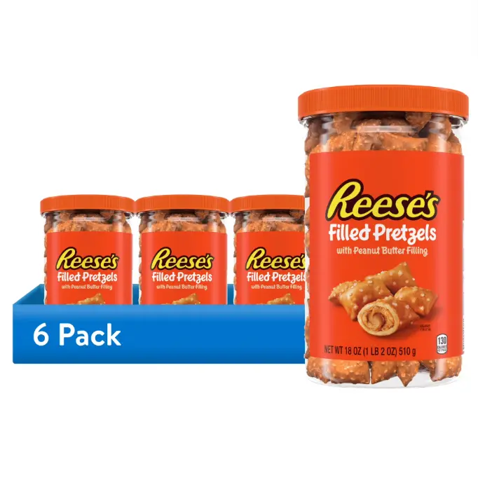 (6 pack) Reese's Peanut Butter Filled Pretzels, 18 oz Sharing Size
