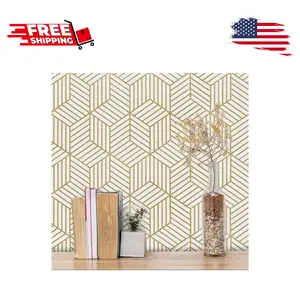 Geometric Peel and Stick Wallpaper Gold 118In L 17.7In