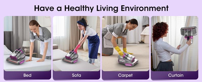 Cordless Mattress Vacuum Cleaner, 16Kpa Cordless Bed Handheld Vacuum,  vacuum  cleaner with 253.7nm UV-C Light, HEPA Filter & Ultrasonic, Versatile Portable Vacuums for Bed, Sofa, Couch, Crib