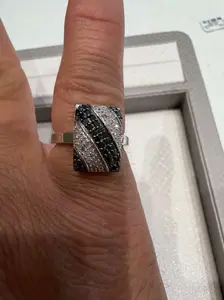 Sterling Silver Wide Band Geometric Design Ring – Size 7