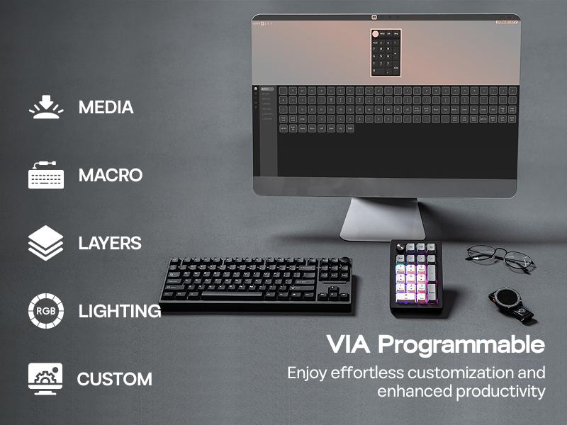 EPOMAKER EK21 VIA Gasket Number Pad BT 5.0/2.4ghz/Wired Hot-Swap Numpad with Aluminum Alloy knob Programmable for Win/Mac/Gaming Tiktokshopstockup Tiktokshopmothersday