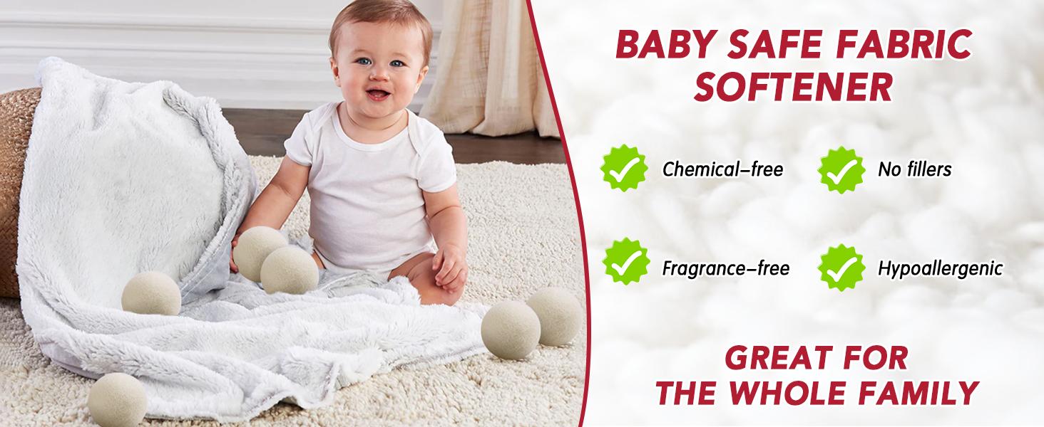 XL Wool Dryer Balls New Zealand Premium Organic Fabric Softener Chemical-Free Baby Safe Hypoallergenic Static Wrinkle Reduction Reusable Dryer Balls