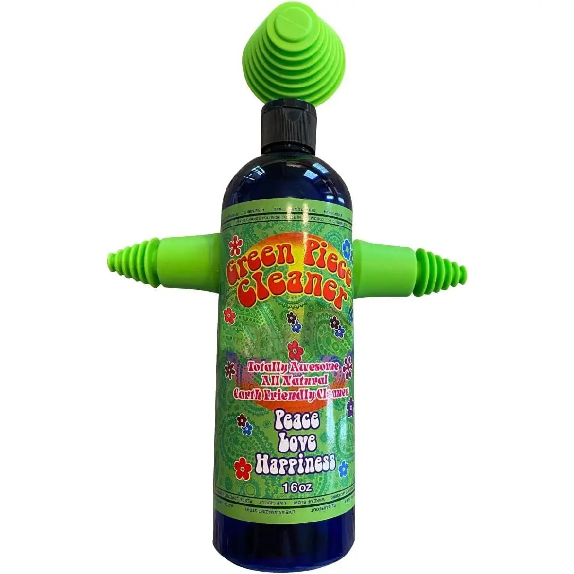 Green Piece® Glass Cleaner 16 oz Bottle with Set of 3 Silicone Plugs (Made in USA) - Excellent for Scent Proofing and Cleaning