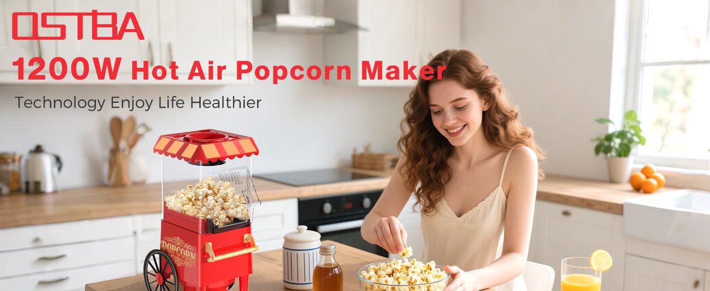 1200W Electric Hot Air Popcorn Maker Machine with Measuring Scoop - Oil-Free Healthy Popper, Retro Red & Design, Compact 12-Cup Capacity, Stainless Steel Construction for Home, Movie Nights, Parties, Christmas - Easy-Clean & Safe Operation 1200W Electric Hot Air Popcorn Maker Machine with Measuring Scoop - Oil-Free Healthy Popper, Retro Red & Design, Compact 12-Cup Capacity, Stainless Steel Construction for Home, Movie Nights, Parties, Christmas - Easy-Clean & Safe Operation