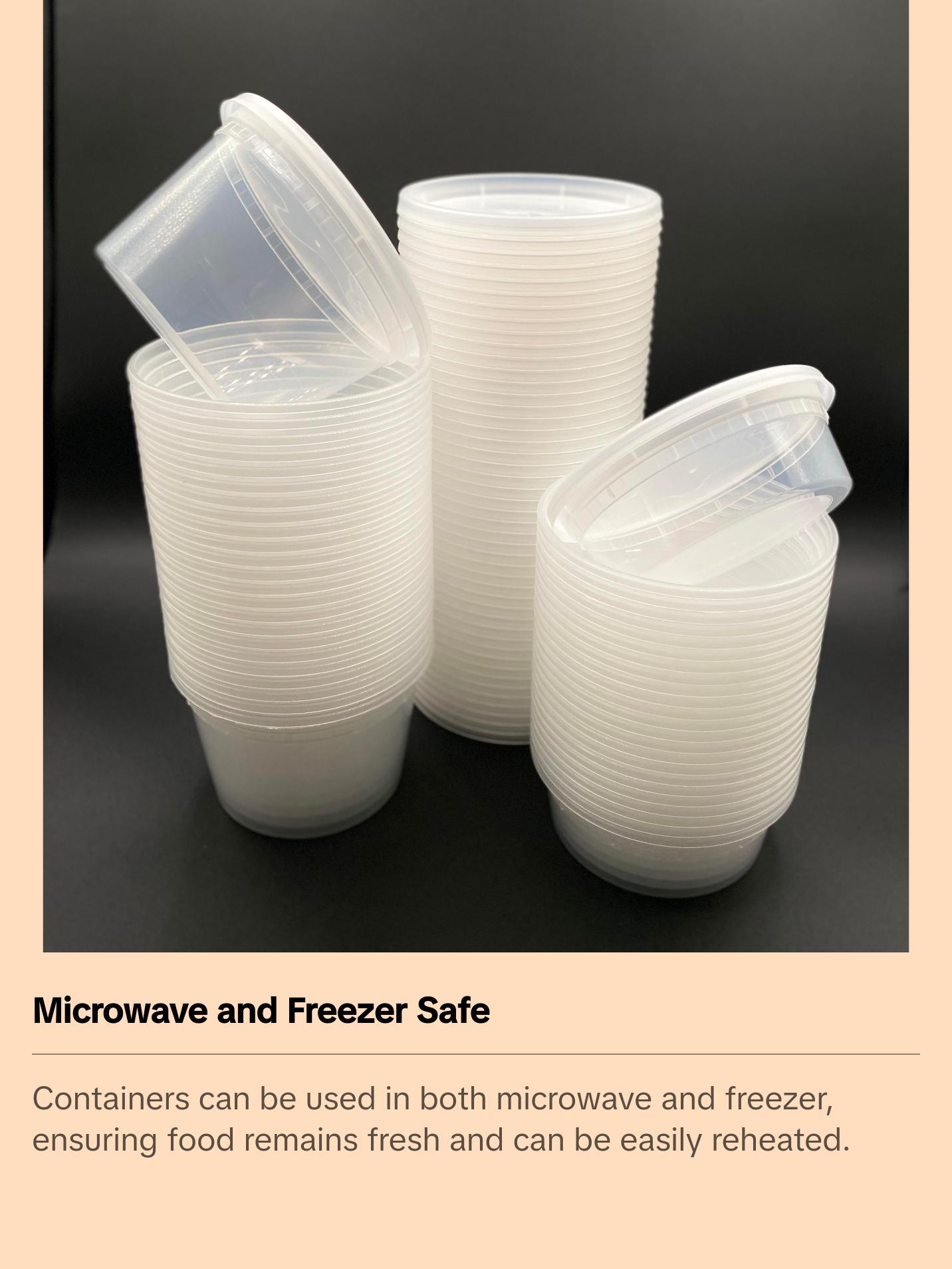 60 Pack - Deli Food Storage Containers with Lids [24-8 oz, 24-16 oz, 12-32 oz] - BPA Free, Microwave and Freezer Safe Kitchen Plastic Round Utensils