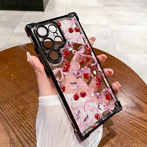 Bow Cherry for Samsung Phone Covers S25/S24 Plus/S24 Ultra/S24 Fe/Samsung S23/Samsung S23+/Samsung S23 Ultra Stylish High-Quality Protective Mobile Phone Case