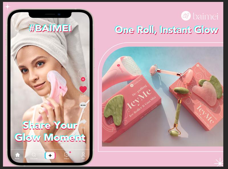 IcyMe Ice Roller & Jade Gua Sha Set – BAIMEI Face Massage Tools for Skincare