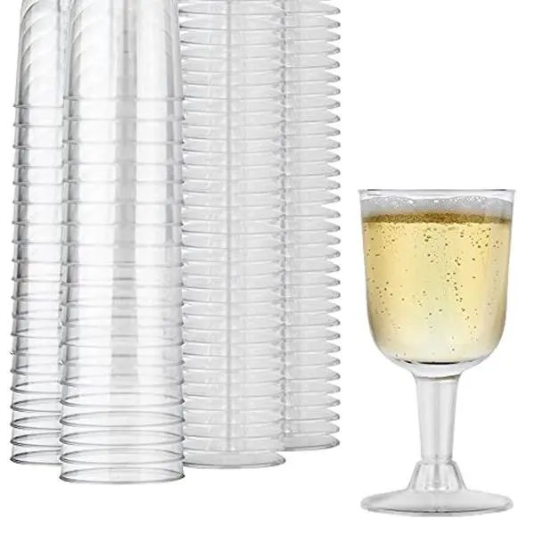 Stock Your Home 5 oz Clear Plastic Wine Glass (40 Pack) - BPA Free & Recyclable - Shatterproof Wine Goblet - Disposable & Reusable Cups for Champagne, Dessert, Food Samples, Catering, Weddings