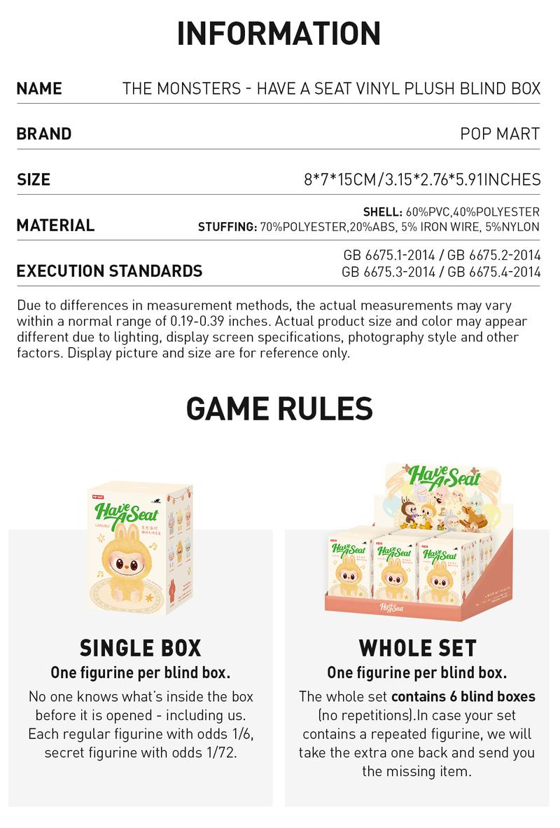 POP MART THE MONSTERS - Have a Seat Vinyl Plush Blind Box, Labubu Collectible Toys, Valentine’s Day Gifts-2.0