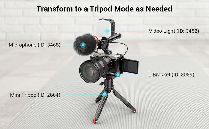 SmallRig Lightweight Cold Shoe Top Handle, Grip for DSLR Camera Cage, Universal Top Handle with 5 Cold Shoe Adapters and Cold Shoe Base (Lite) - 3764