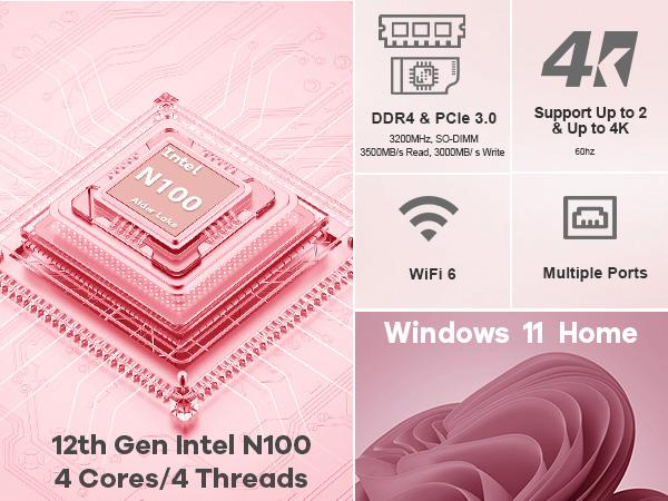 NIMO Mini PC Desktop, 12th Gen N100(Beat i3 1115G4) Mini Desktop Computers with USB3.2 BT5.2 WiFi 6, 8GB/16GB RAM 256GB/512GB/1TB SSD 4K Triple-Monitor Display Micro Computer for Student Home Office