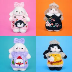 Knitted Wool Yarn Bunny 4.5in tall | Handmade | Decorative | keychain