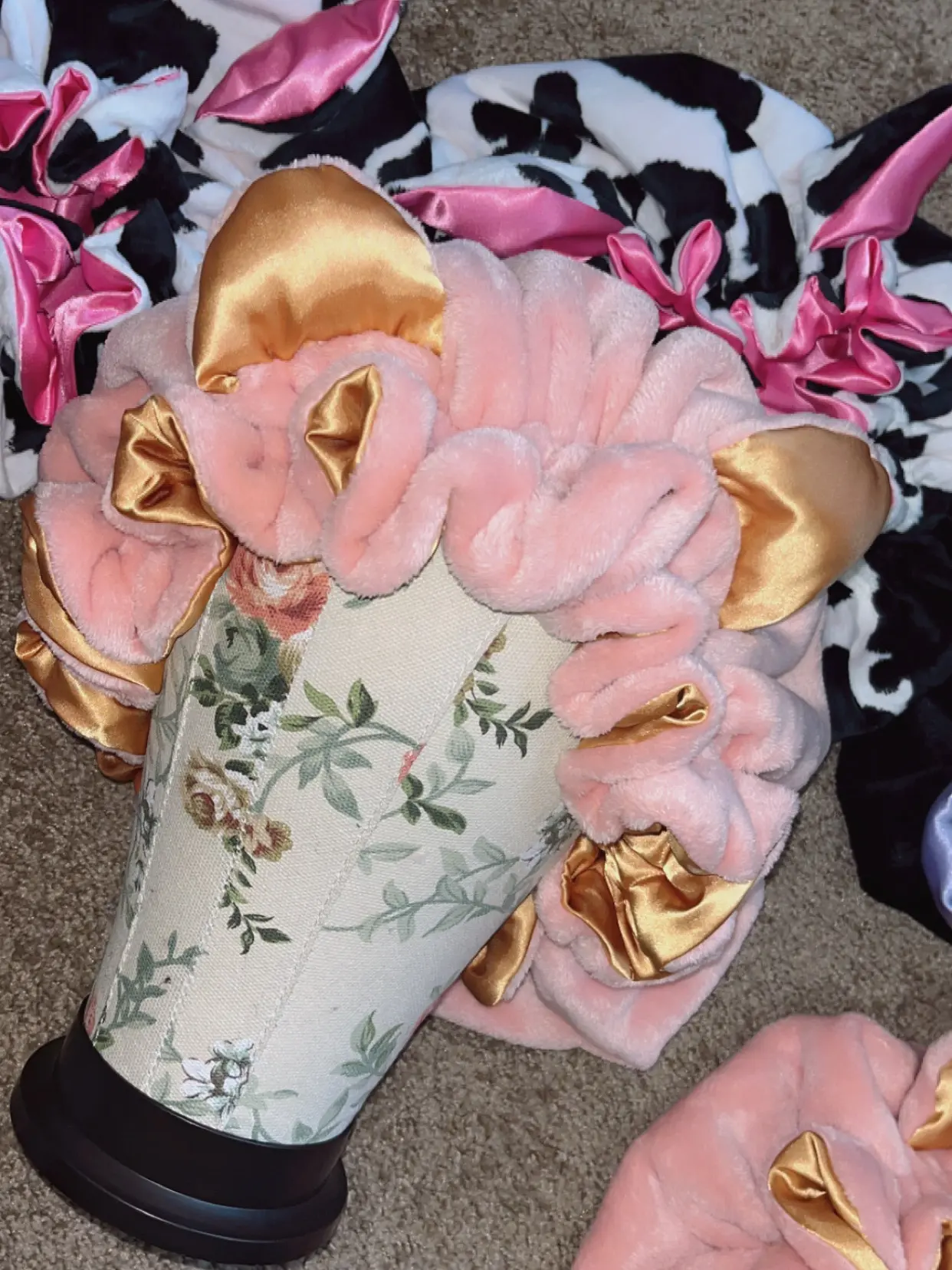 rose gold teddy bear fur satin bonnet rose gold teddy bear fur satin bonnet