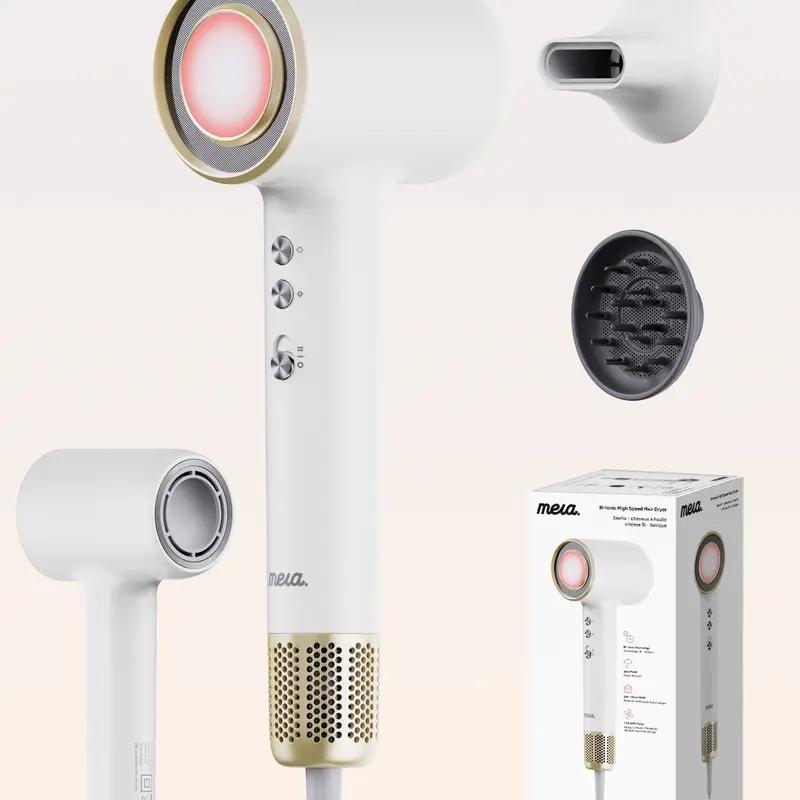 【MERA Classic】Bi-Ionic Ultra-speed Hair Dryer Fast Hair Care Smooth Blower Drying Salon Results Blowdryer with Magnetic Diffuser & Concentrator for Women One Button Safe Mode cUL Certified Lightweight Travel