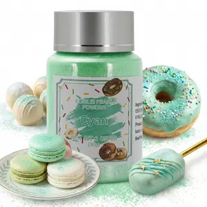 Edible Luster Dust, 30 Grams Food Grade Cyan Cake Dust Metallic Shimmer Christmas Food Coloring Powder for Cake Decorating, Baking, Fondant, Gumpaste, Chocolate, Candy, Drinks, Cookies -cyan