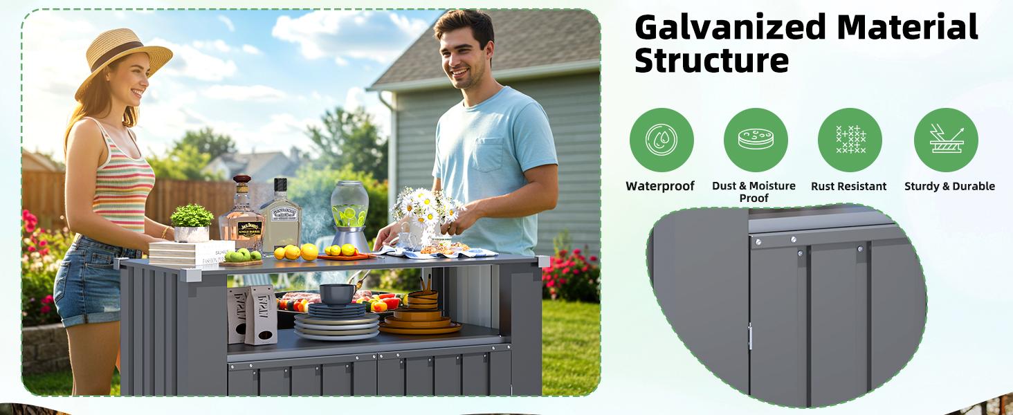 AECOJOY Outdoor Grill Table with Storage Cabinet Weatherproof, Outdoor Kitchen Island, Grill Cabinet Cart with Storage, Outdoor Counter Prep Table with Storage in Dark Grey AECOJOY Outdoor Grill Table with Storage Cabinet Weatherproof, Outdoor Kitchen Island, Grill Cabinet Cart with Storage, Outdoor Counter Prep Table with Storage in Dark Grey