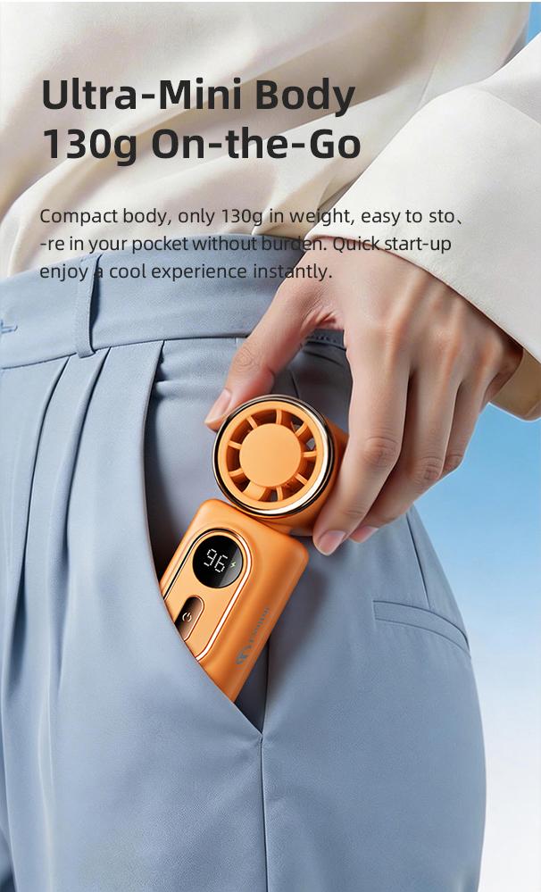 Mini Portable Handheld Clip Fan, 3-in-1 Rechargeable 3000mAh Battery, 5 Speeds, 180° Adjustable Airflow, USB Cooling, Perfect for Travel, Office, and Personal Use - Protection