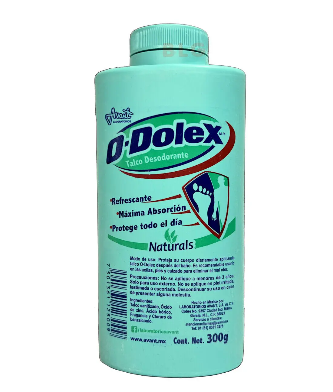 ODOLEX TALCO VERDE NATURAL 300gr Pack of 4 - Body Care Powder for Odor & Moisture Control - Refreshing Scent for Armpits & Feet