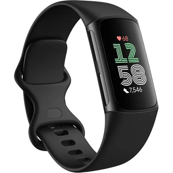 Fitbit Charge 6 Fitness Tracker with Google apps, Heart Rate on Exercise Equipment, GPS, Health Tools and More, Obsidian/Black, One Size (S & L Bands Included)