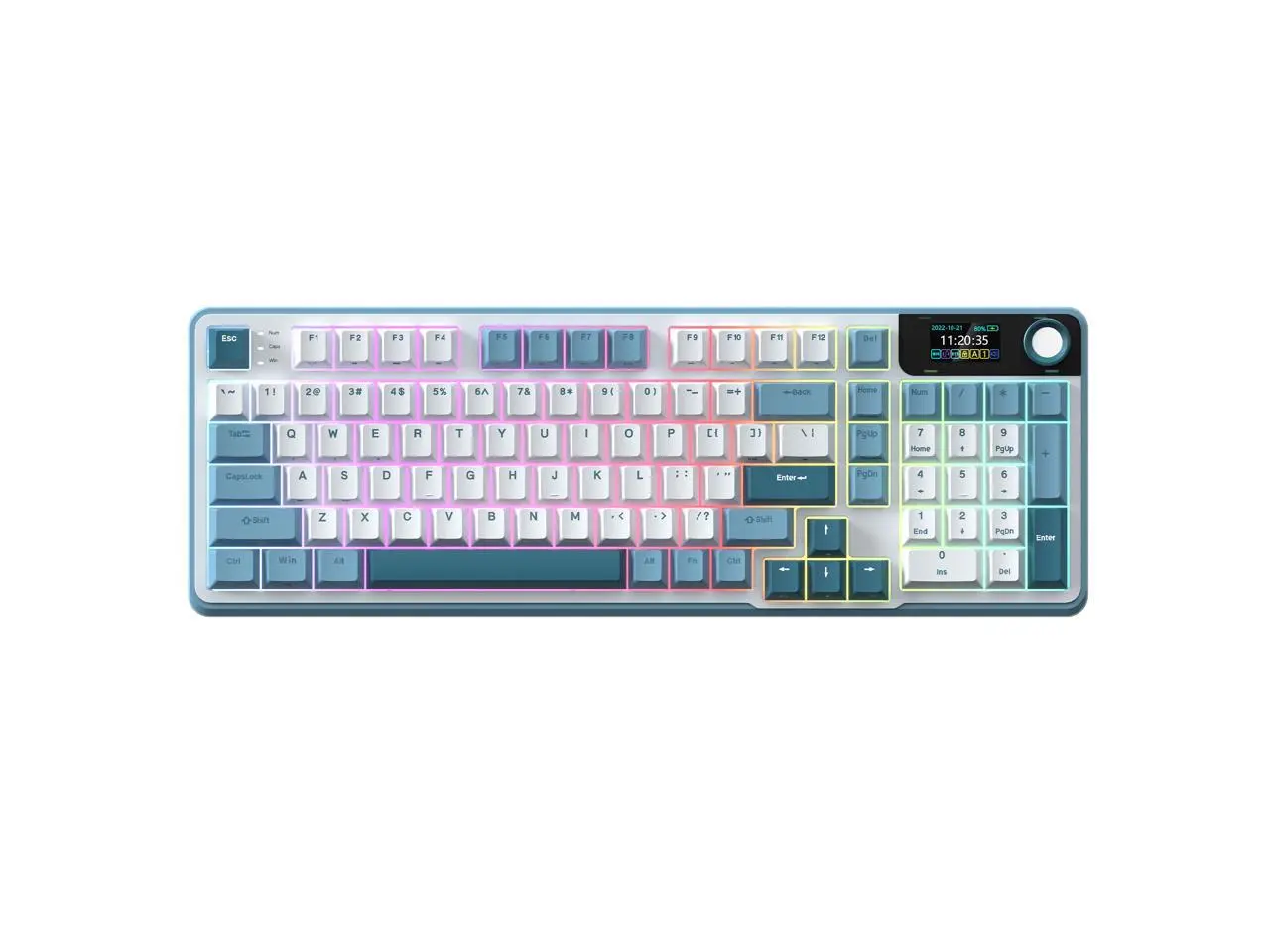 Rosewill Neon S96 Wireless Mechanical Gaming Keyboard, 98-Key Layout w/ Volume Knob, Bluetooth / 2.4GHz / USB-C, Hot-Swappable Red Switches, RGB Backlit, 3750mAh Battery, Windows & macOS, White