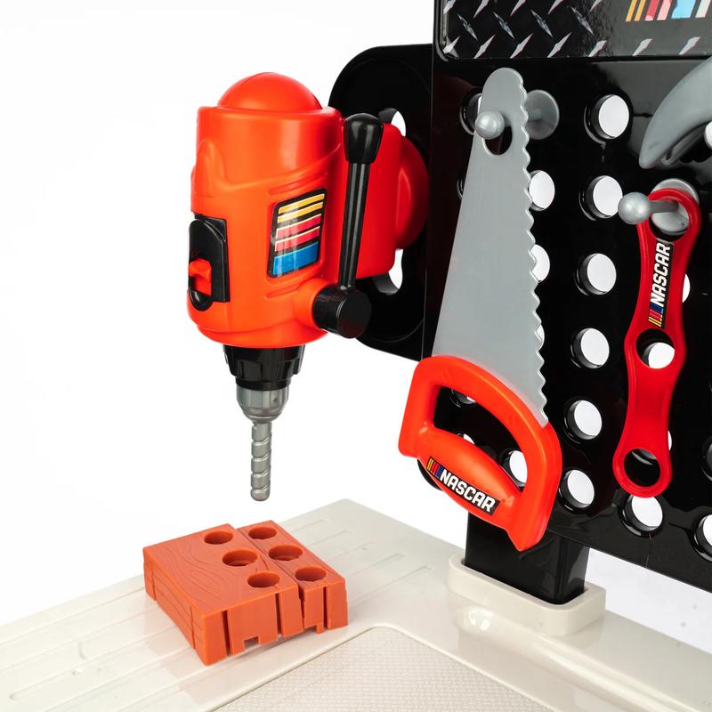 Marvel Spider-Man | Spidey and His Amazing Friends | Team Nascar | Transformers Pit Stop Tool Bench Playset - Pretend Play & Real Tool Fun for Kids Age 4+; Official Licensed