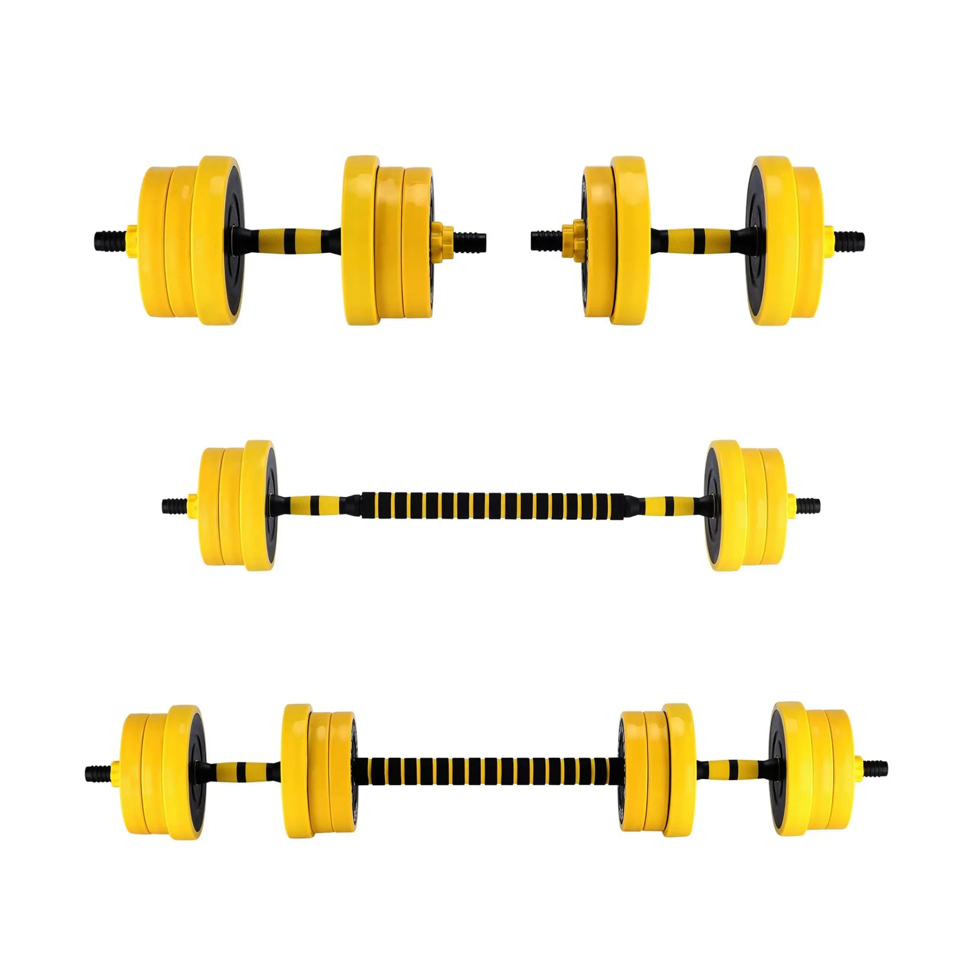 GARVEE 2-in-1 Adjustable Weights Set - Dumbbell-Barbell Combo, 33 lbs Indoor Fitness Equipment for Home Gym Use, Yellow