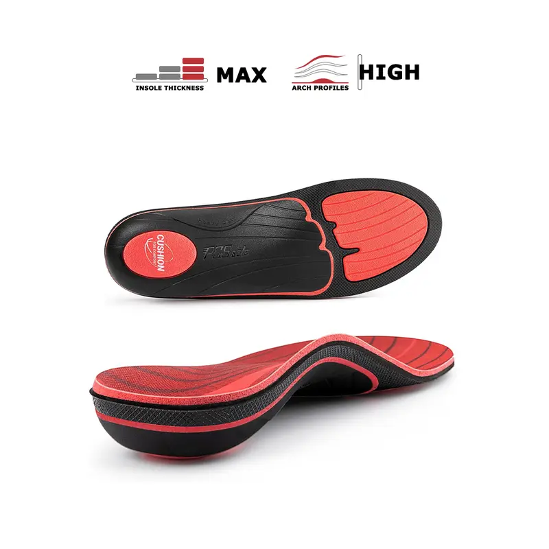 PCSsole Heavy-Duty Insoles for Adults (220+lbs) - 1.4 Inches High Thickness Max Arch Profiles Inserts for Plantar Fasciitis, Flat Feet, Heel Pain, Ideal for Long Hard Floor Shifts, Fits Work Boots, Sneakers, Tennis Shoes & More
