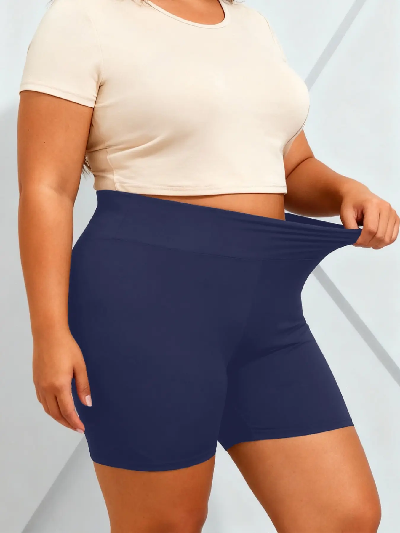 High Waist Plus Size Biker Shorts for Women - 4-Way Stretch Tummy Control & Butt Lifting Fitness Yoga Shorts, Athletic Shorts, Workout Exercise Shorts, Breathable Squat-Proof Activewear, Workout Essential for Gym, Running & Daily Wear