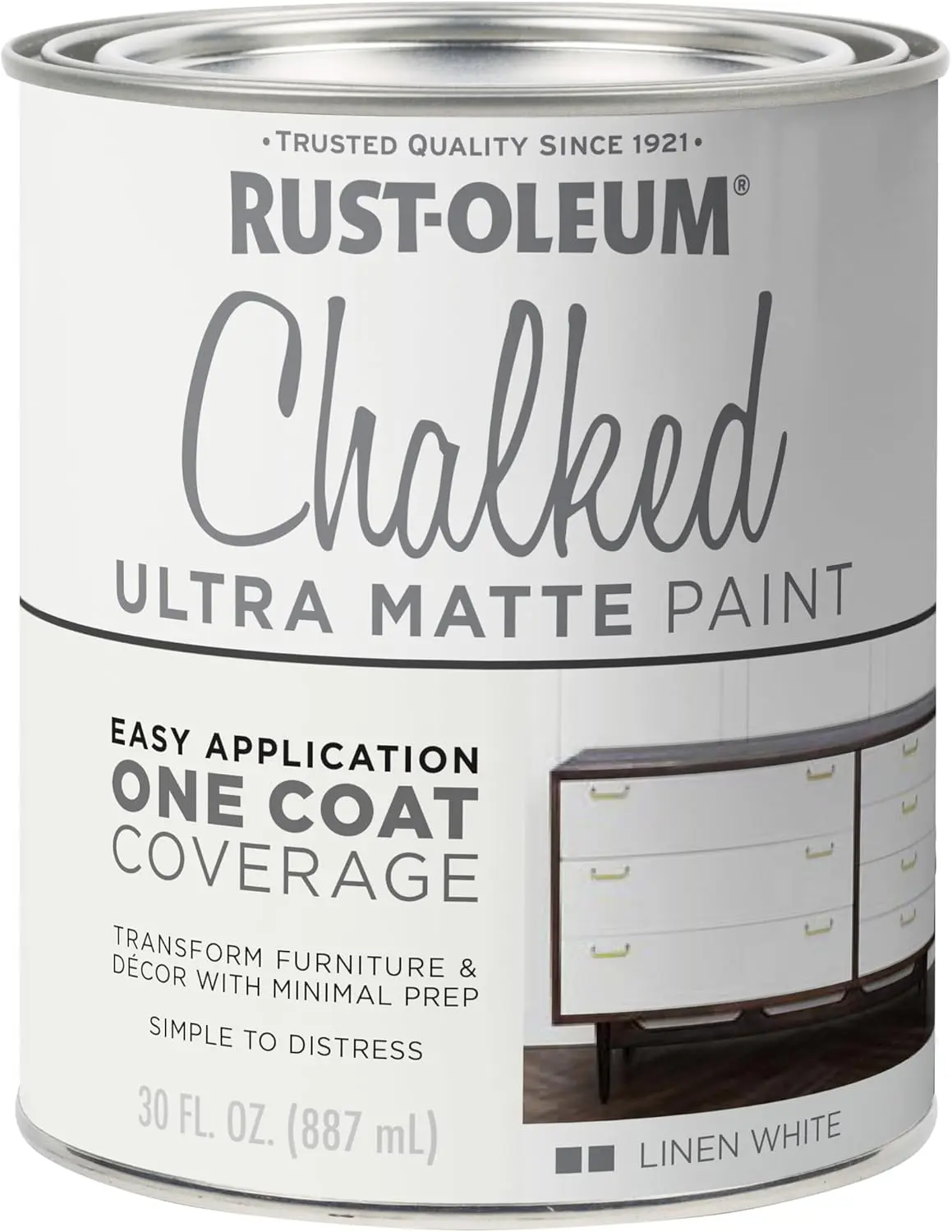 Rust-Oleum 285140 Chalked Ultra Matte Paint, 30 fl oz, Ultra Matte Linen White