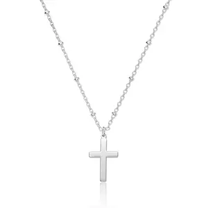 TEWIKY 925 Silver-Plated Silver Satellite Chain Cross Necklace, Easter Valentine's Day Gift, Suitable for Various Occasions, Elegant Design