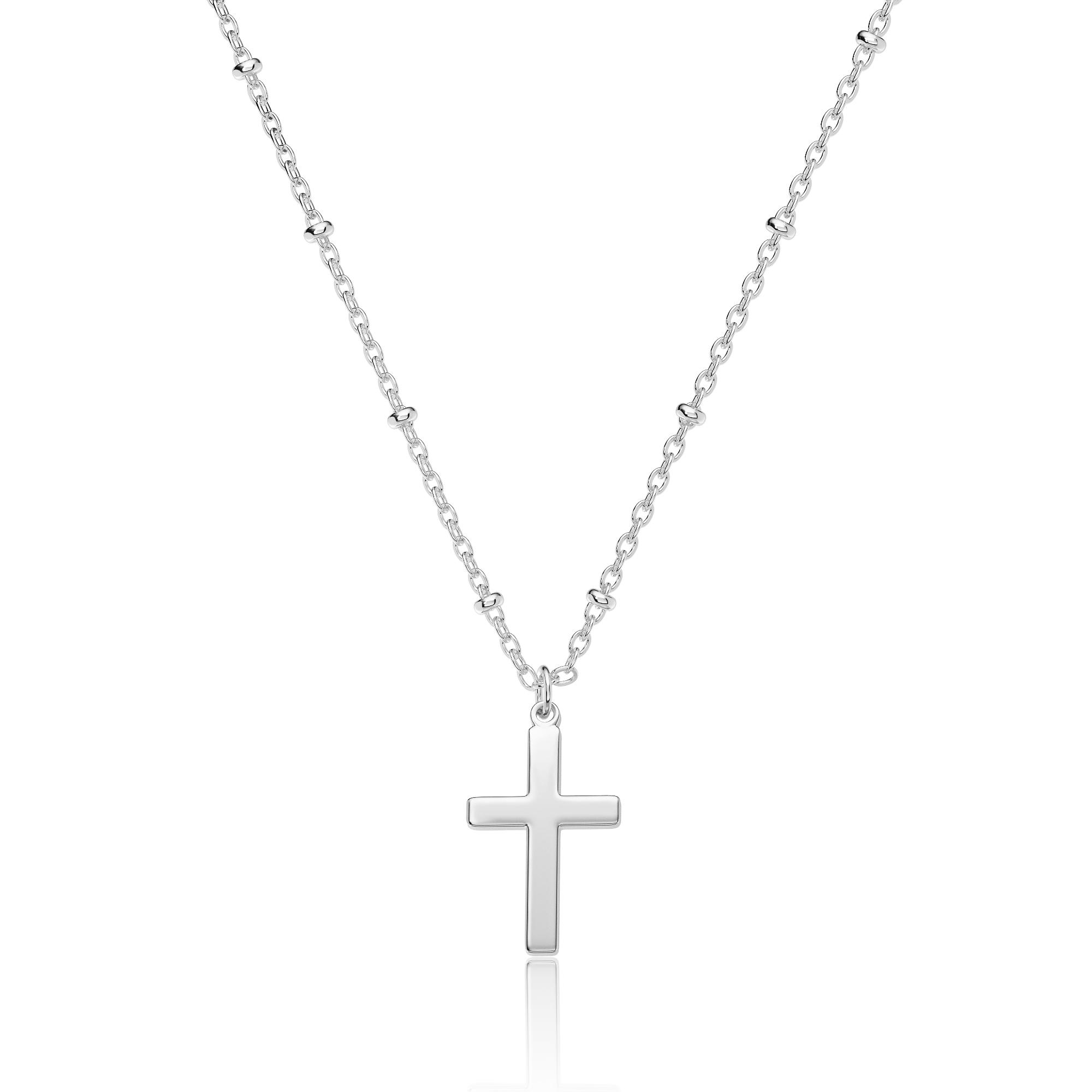 TEWIKY 925 Silver-Plated Silver Satellite Chain Cross Necklace, Easter Valentine's Day Gift, Suitable for Various Occasions, Elegant Design