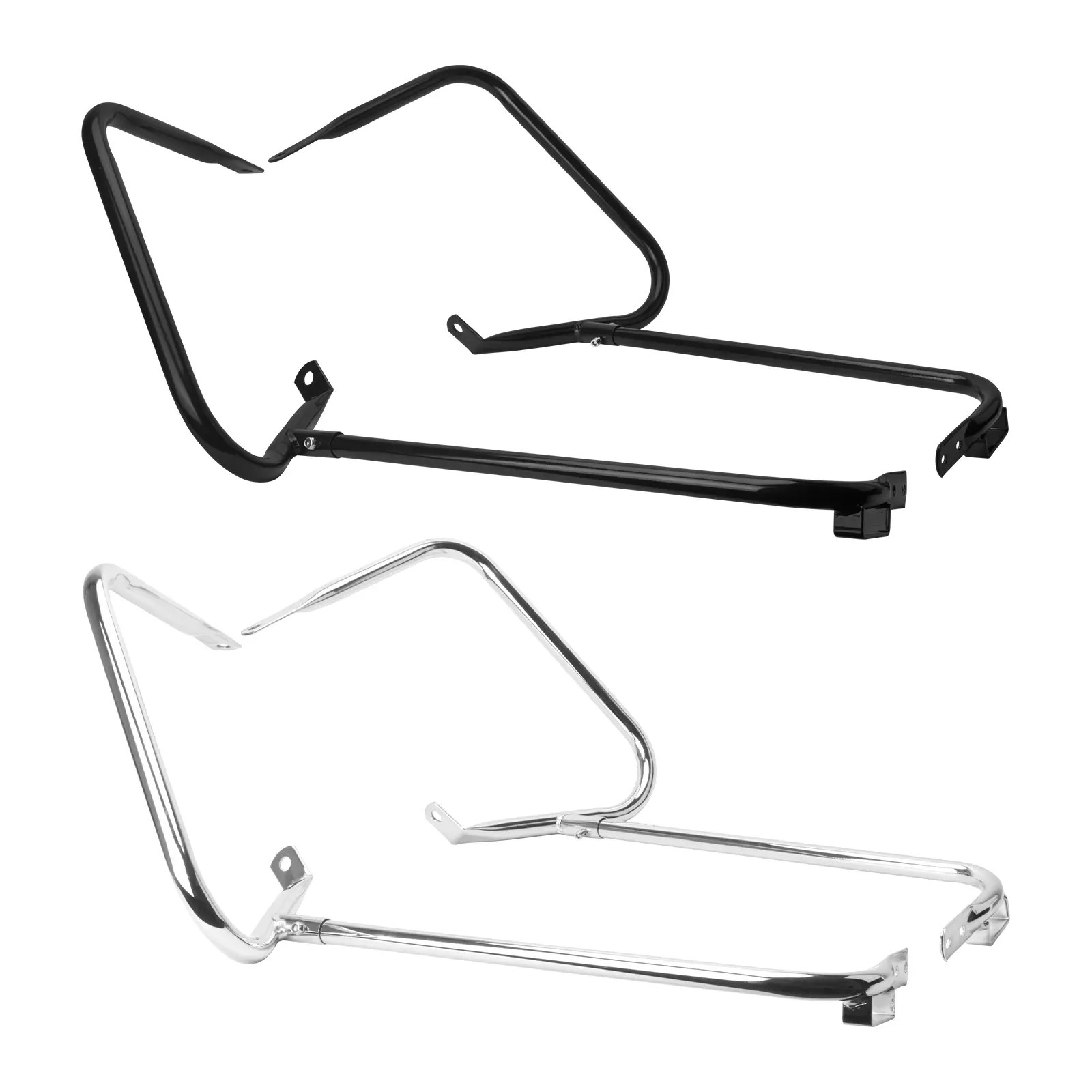 Chrome & Matte Black Polished Metal Rear Saddlebag Support Bracket Guard Bar for 1997-2008 Touring Bikes, Basic Bolt-On Rear Mount Collision Guard Motorcycle Suspension Part