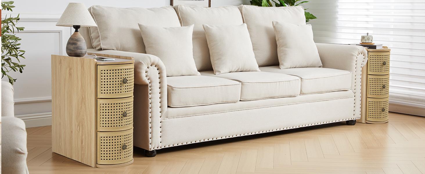 Giratree Metal Rattan Narrow End Table with Charging Station, Black Side Table with Drawers Storage, Small Night Stand with Power Outlets and USB Ports, Sofa Side Table for Living Room Giratree Metal Rattan Narrow End Table with Charging Station, Black Side Table with Drawers Storage, Small Night Stand with Power Outlets and USB Ports, Sofa Side Table for Living Room