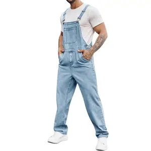 Hy new MEN'S denim bib overalls fashion jeans boot cut tropics casual slim fit adjustable straps jumpsuit Cotton Fabric