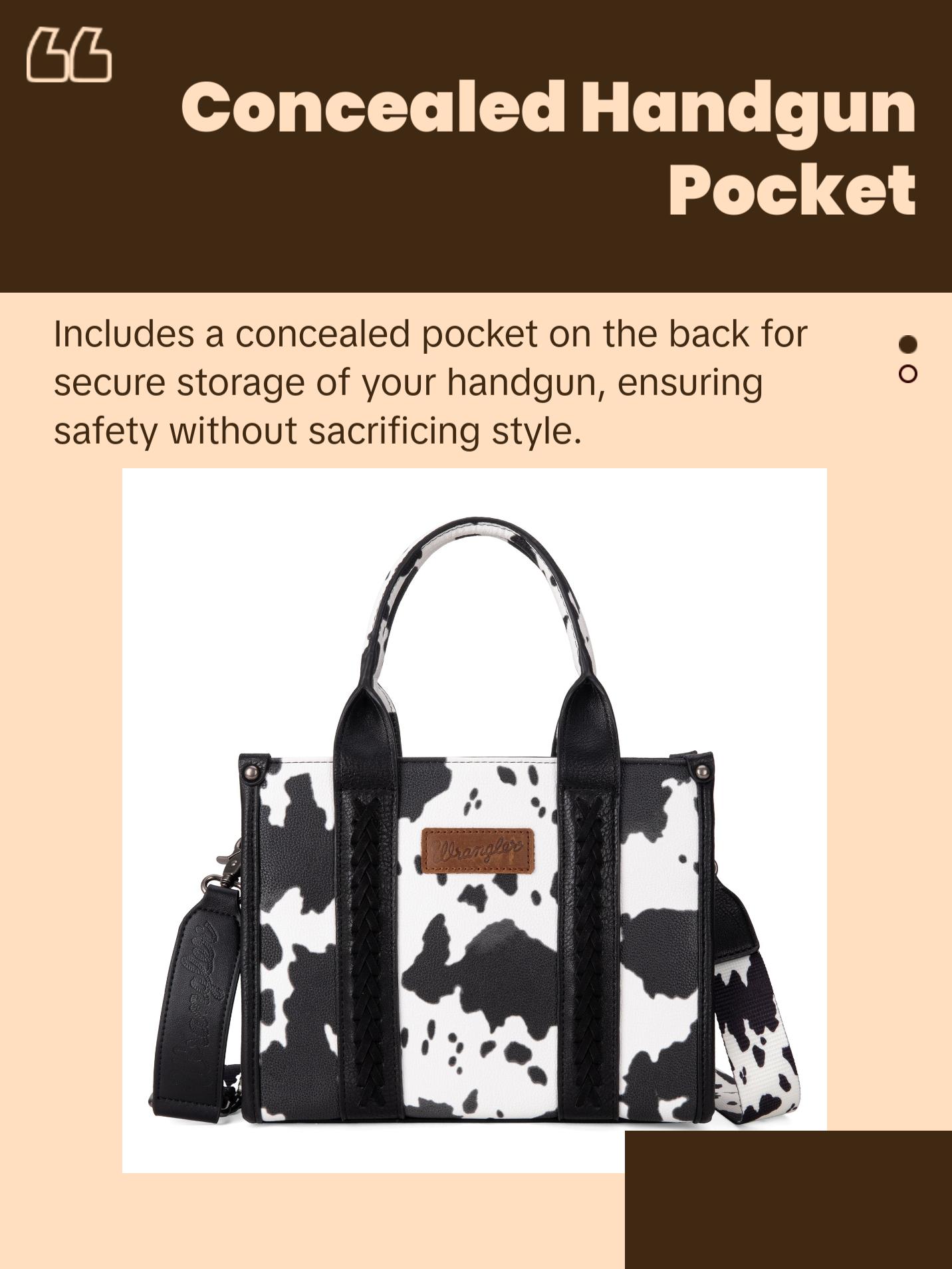 Wrangler Cow Print Concealed Carry Tote/Crossbody Bag