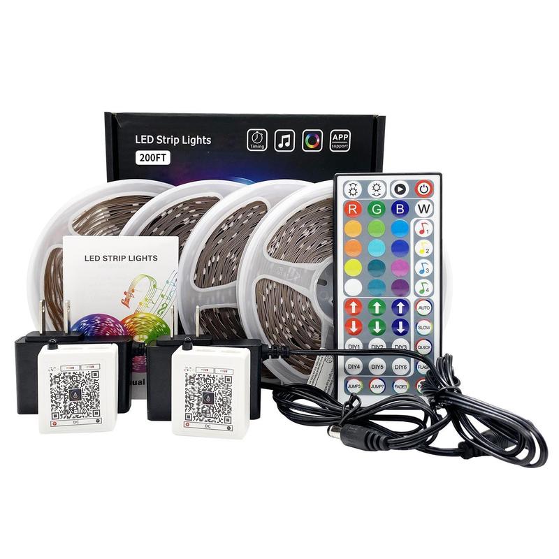 WEDEESUN LED Light Strip 100FT Smart APP Control & Remote Music Sync Mic Mode Dimmable Timing RGB Lights for Bedroom Living Room Decoration WEDEESUN LED Light Strip 100FT Smart APP Control & Remote Music Sync Mic Mode Dimmable Timing RGB Lights for Bedroom Living Room Decoration
