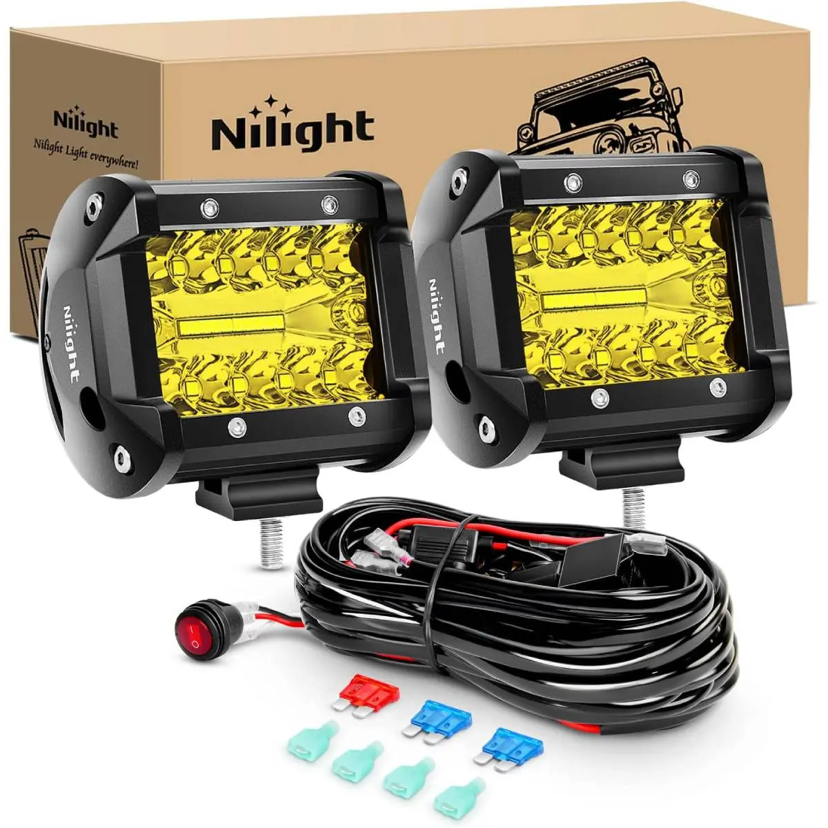 Yellow 2PCS with Switch Wiring Harness