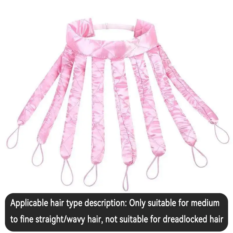 Heatless Curling Iron, Soft Satin Octopus Style Curler with 8 Detachable Straps for Overnight Waves, Adjustable Hair Styler for Medium to Fine Hair, Heatless Curlers, Hair Curling Rods